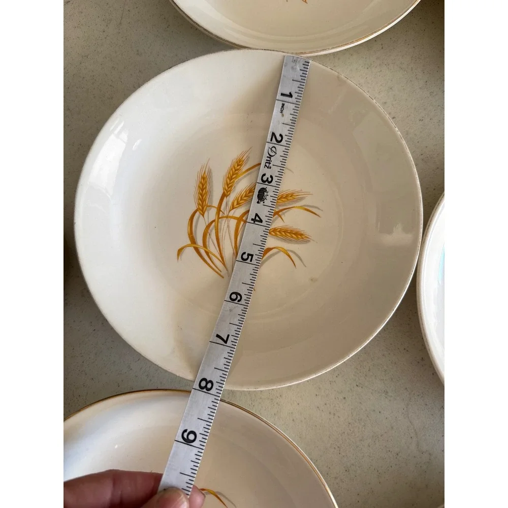 Vintage Golden Wheat 22K Gold Trim Soup Bowls Set of 6 Made‎ in USA Oven Proof